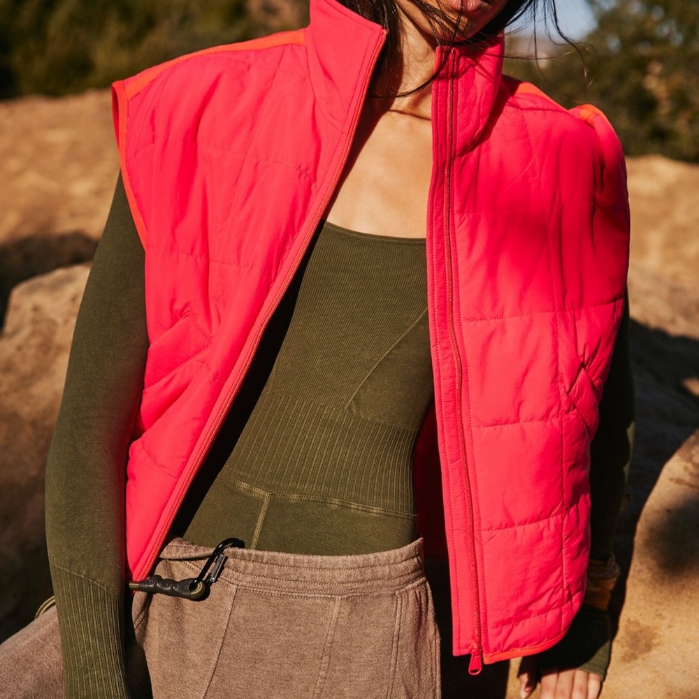 Free People Red Quilted Vest
